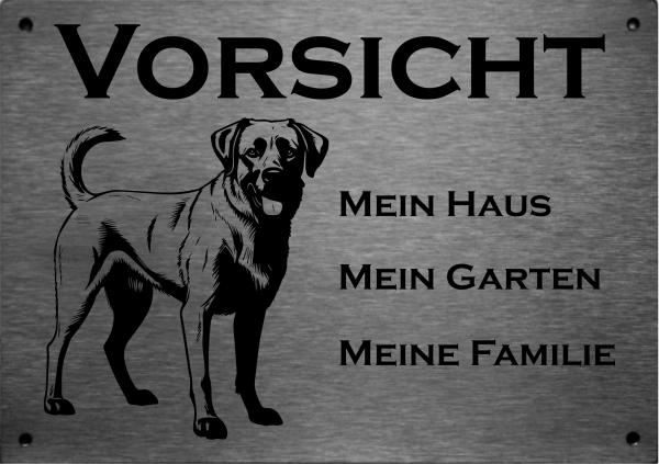 Edelstahl Warnschild Anatolian Shepherd VORSICHT Hier wache ich!